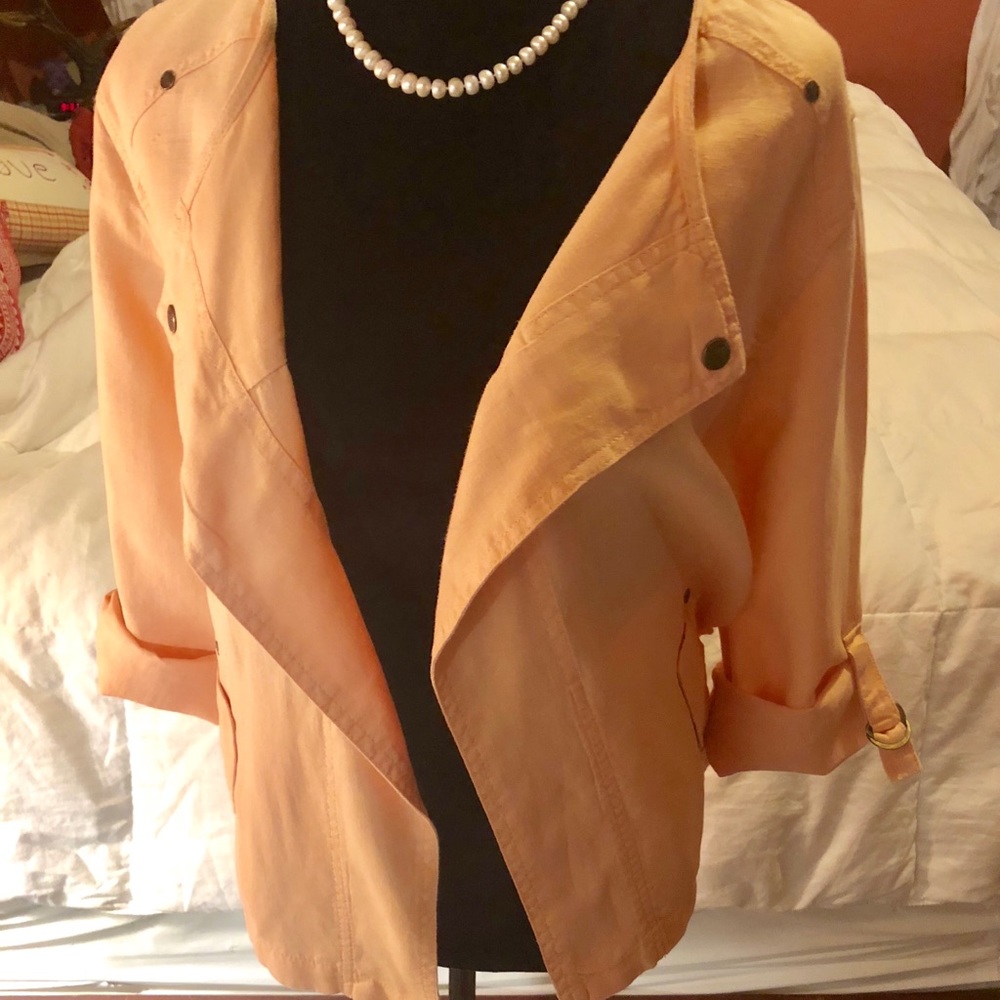Chico’s Easy Linen Drape Front Jacket
